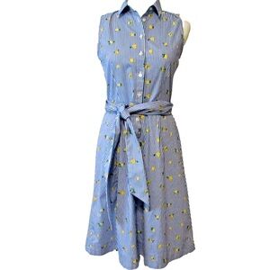J. Crew Lemon-print sleeveless tie-waist shirtdress